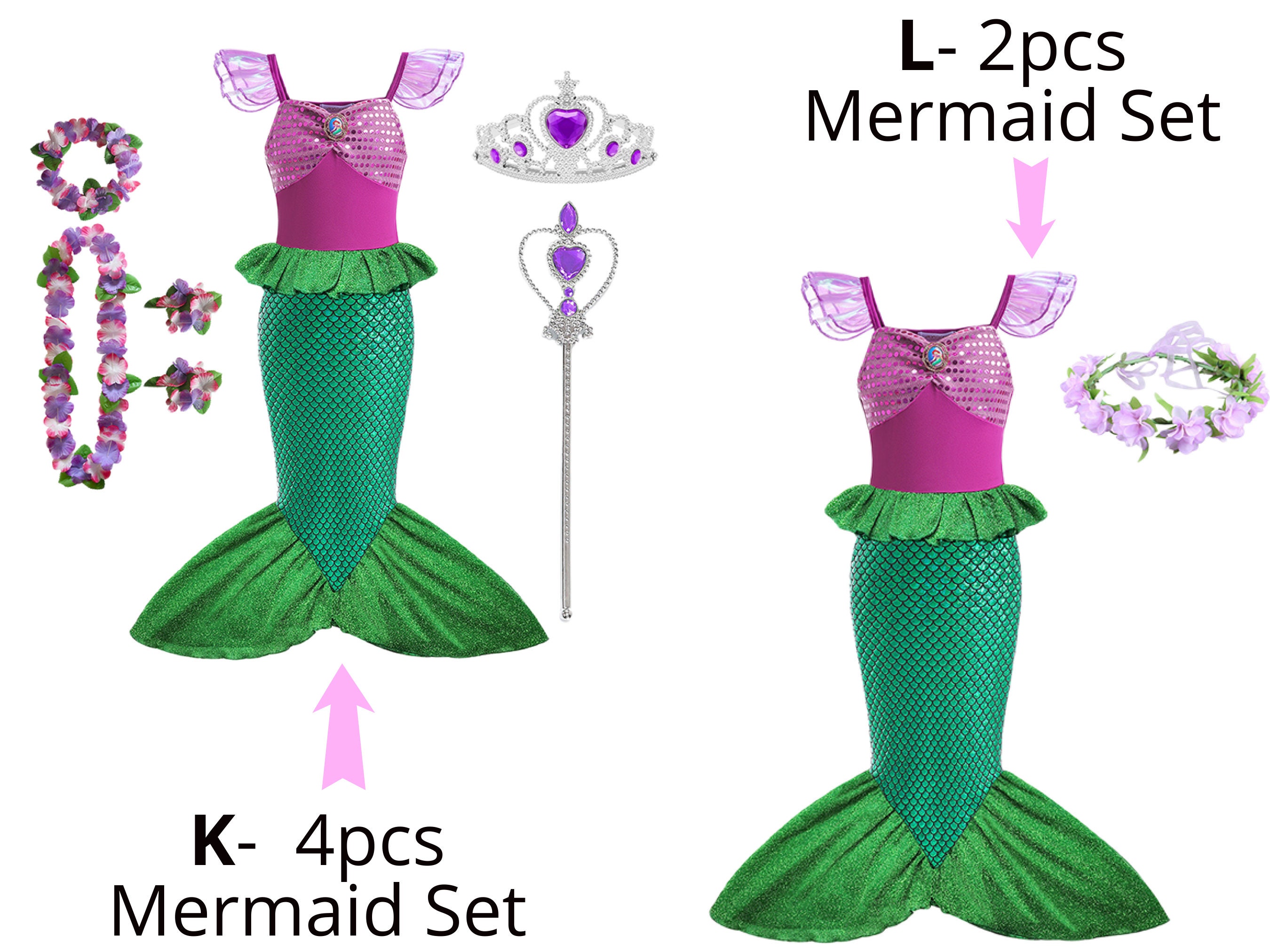 Girls Little Mermaid Ariel Charm Princess Dresses Cosplay Kids Etsy