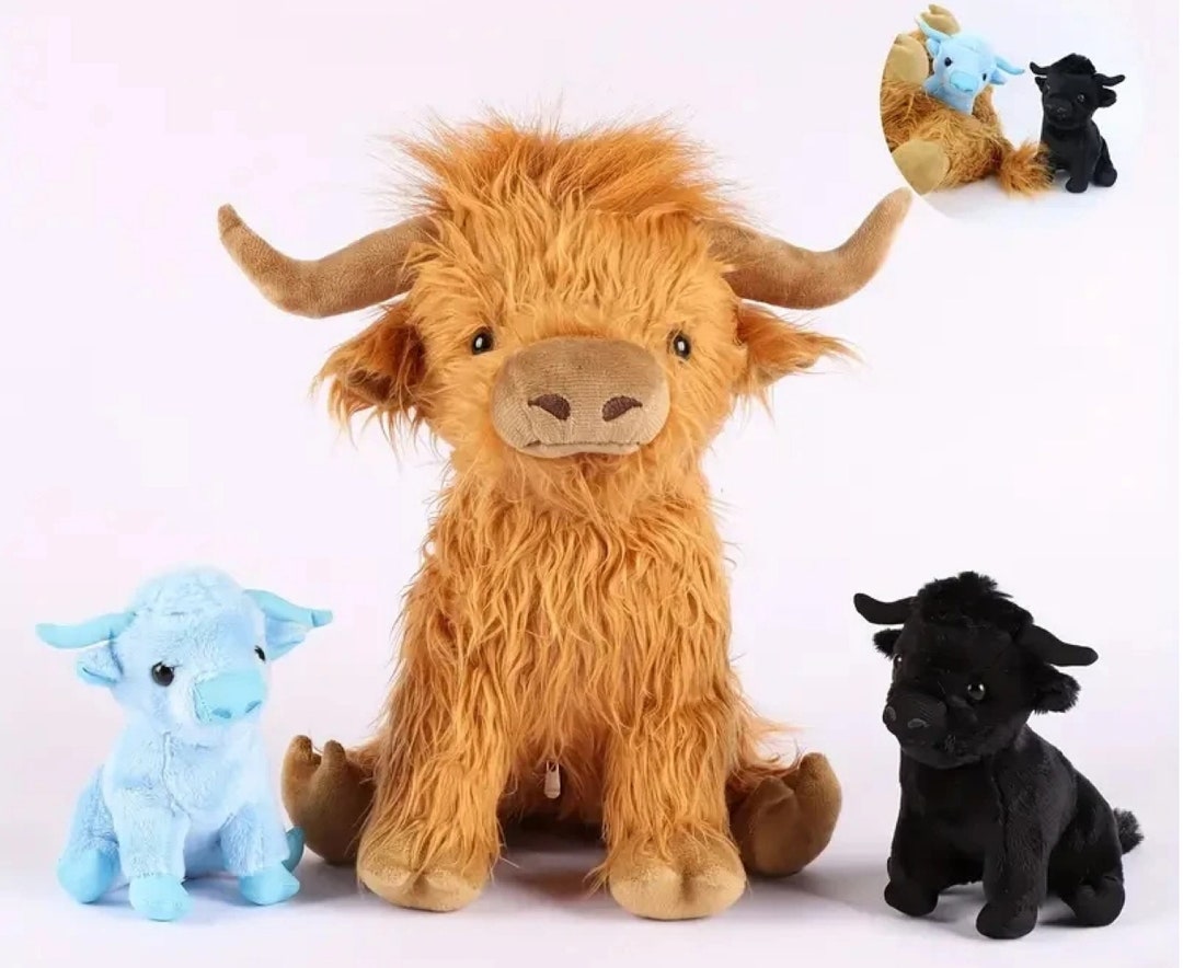 Mommy Stuffed Highland Cow With 2 Baby Highland Cow Stuffed Etsy UK