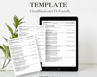 Modern Professional Resume Template | Clean Word Resume | ATS-Friendly | Instant Digital Download | Fully Customizable