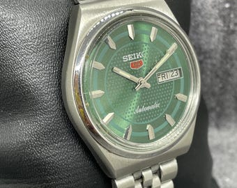 Reloj de pulsera automático Seiko 5 con día y fecha, vintage y renovado, para hombre, Japón