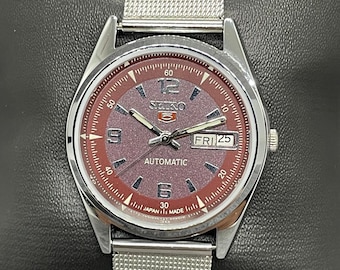 Reloj de pulsera automático Seiko 5 con día y fecha, vintage y renovado, para hombre, Japón