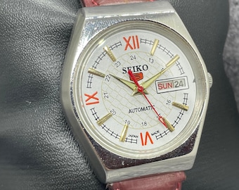 Reloj de pulsera automático Seiko 5 con día y fecha, vintage y renovado, para hombre, Japón
