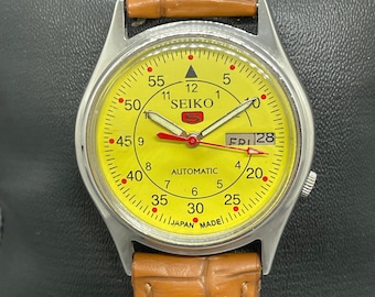 Reloj de pulsera automático Seiko 5 con día y fecha, vintage y renovado, para hombre, Japón