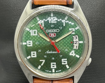 Reloj de pulsera automático Seiko 5 con día y fecha, vintage y renovado, para hombre, Japón