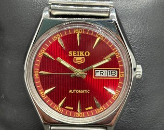 Reloj de pulsera Seiko 5 automático vintage reacondicionado con día y fecha para hombre, Japón