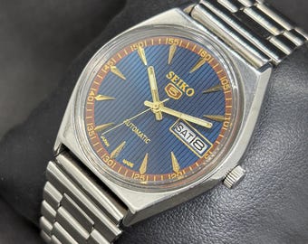 Reloj de pulsera Seiko 5 automático vintage reacondicionado con día y fecha para hombre, Japón