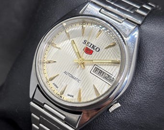 Reloj de pulsera Seiko 5 automático vintage reacondicionado con día y fecha para hombre, Japón