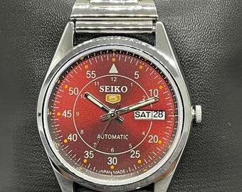 Reloj de pulsera automático Seiko 5 con día y fecha, vintage y renovado, para hombre, Japón