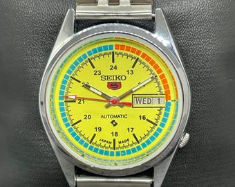 Reloj de pulsera automático Seiko 5 con día y fecha, vintage y renovado, para hombre, Japón