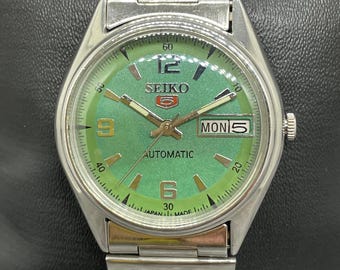 Reloj de pulsera automático Seiko 5 con día y fecha, vintage y renovado, para hombre, Japón
