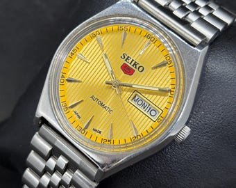 Reloj de pulsera Seiko 5 automático vintage reacondicionado con día y fecha para hombre, Japón