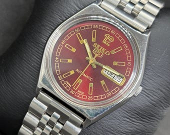 Reloj de pulsera Seiko 5 automático vintage reacondicionado con día y fecha para hombre, Japón
