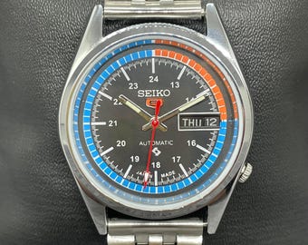 Reloj de pulsera automático Seiko 5 con día y fecha, vintage y renovado, para hombre, Japón