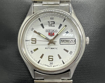 Reloj de pulsera Seiko 5 automático vintage reacondicionado con día y fecha para hombre, Japón