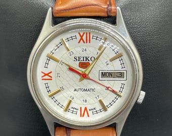 Reloj de pulsera automático Seiko 5 con día y fecha, vintage y renovado, para hombre, Japón