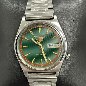 Vintage gerenoveerd Seiko 5 automatisch dag/datum Japans herenpolshorloge