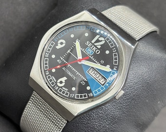 Reloj de pulsera Seiko 5 automático vintage reacondicionado con día y fecha para hombre, Japón