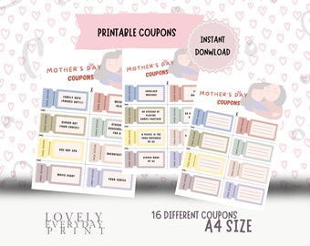 Coupon Booklet - Printable & Editable DIY Gift for MOTHER DAY, Instant Digital Download