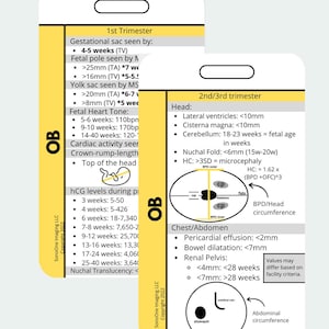 Ultrasound values badge buddy (Ob/Gyn *extra measurements/details*)