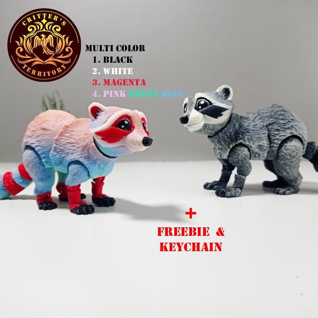 3D Printed Flexible Raccoon Articulated and Poseable Toy for Kids Fun ...