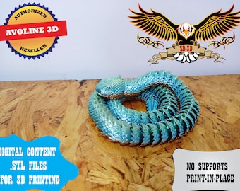 Articulated Spiky Viper Snake - Print In Place - No Support - 3D Printable File