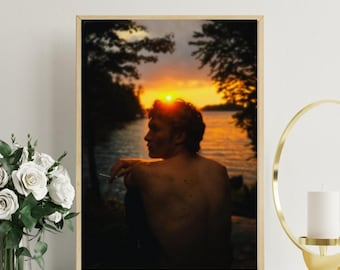 Impressão "Rivalidade Acirrada" | Arte de Parede Romântica com Tema de Hóquei, Cena de Pôr do Sol no Lago | Connor Storrie (Download Digital)