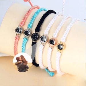 Photo Projection Bracelet • Custom Photo Bracelet • Braided Rope Bracelet • Custom Picture Bracelet • Memorial Bracelet For Couples