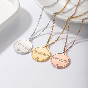 Custom Name Pendant Necklace • Custom Engraved Necklace • Birhstone Necklace • Round Pendant Necklace • 18K Gold Plated Necklace For Women