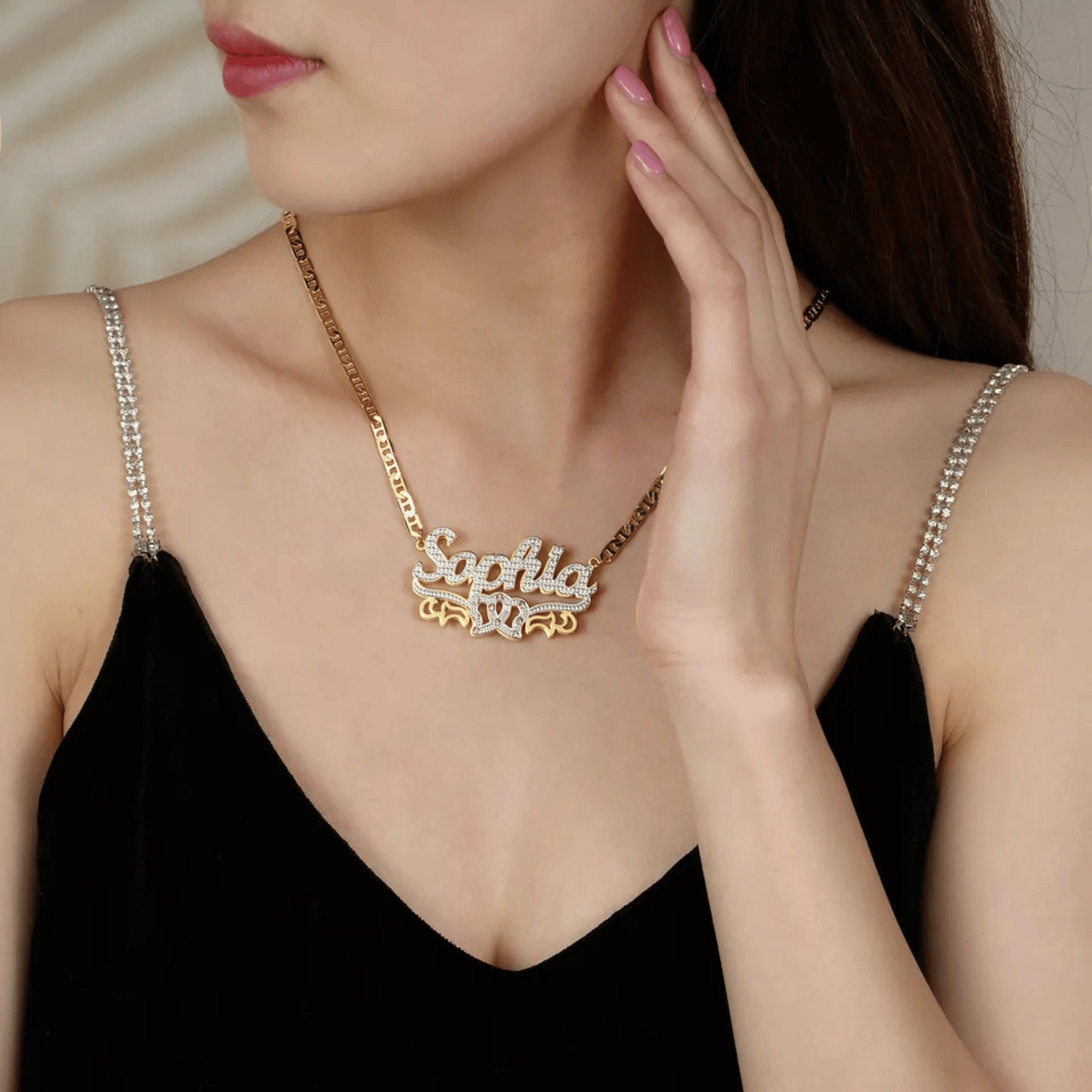 PRY/Double Plate Necklace クリアブラック-