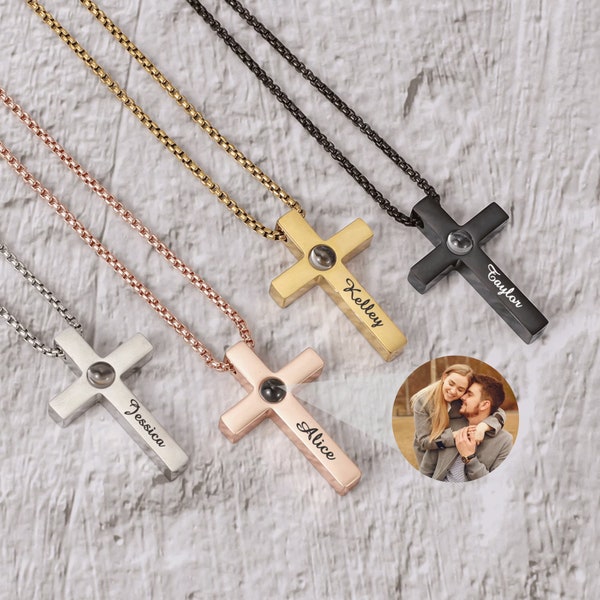 Cross Photo Projection Necklace For Men And Women | Memorial Jewelry | Keepsake Necklace | Picture Inside Jewelry | Gift For Him And Her