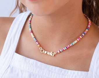 Rainbow Name Necklace | Little Girls Name Necklace | Personalized Necklace For Girls | Custom Name Jewelry for Kids | Perfect Gift For Girls