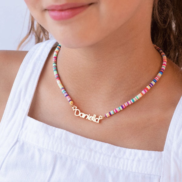 Rainbow Name Necklace | Little Girls Name Necklace | Personalized Necklace For Girls | Custom Name Jewelry for Kids | Perfect Gift For Girls