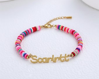 Rainbow Name Bracelet • Little Girls Name Bracelet • Personalized Bracelet For Girls • Custom Name Jewelry For Kids • Perfect Gift For Girls