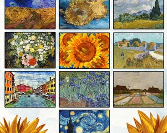 Vincent Van Gogh Digital PostCards and Poster Sets - Vincent Van Gogh High quality printable designs and Backgrounds - Instant Download