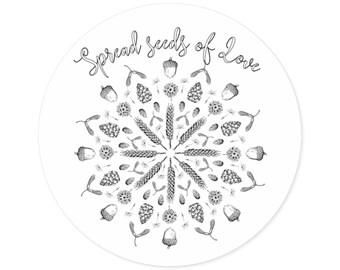 Bonita pegatina para amantes de la naturaleza, Spread Love, Round Premium High Quality Vinyl Sticker Sticker