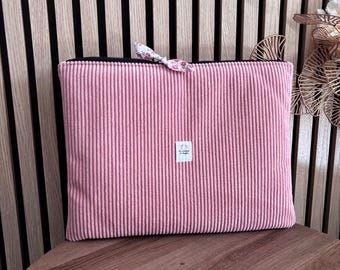 housse pochette ordinateur en velours côtelé