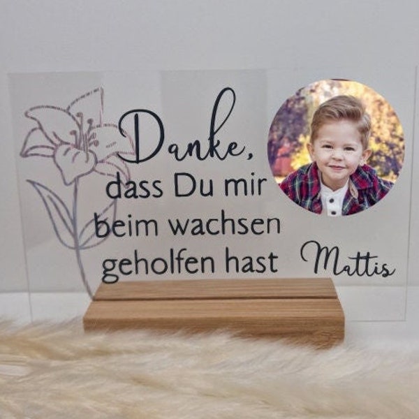 Personalisiertes Schild - Glastafel - Abschied Kindergarten, Grundschule, Tagesmutter - Foto, Bild