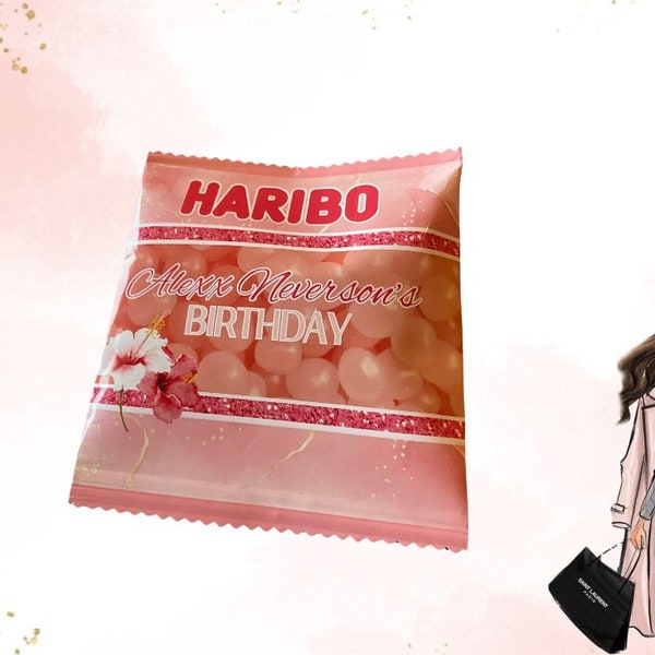 Minitüte mit personalisierten HARIBO-Bonbons/ Babyparty, Taufe, Hochzeit, Geburtstag, Kommunion, Ostern