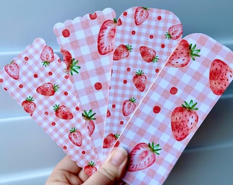Strawberry Picnic Blanket Bookmark: Cottagecore Bookish Gift
