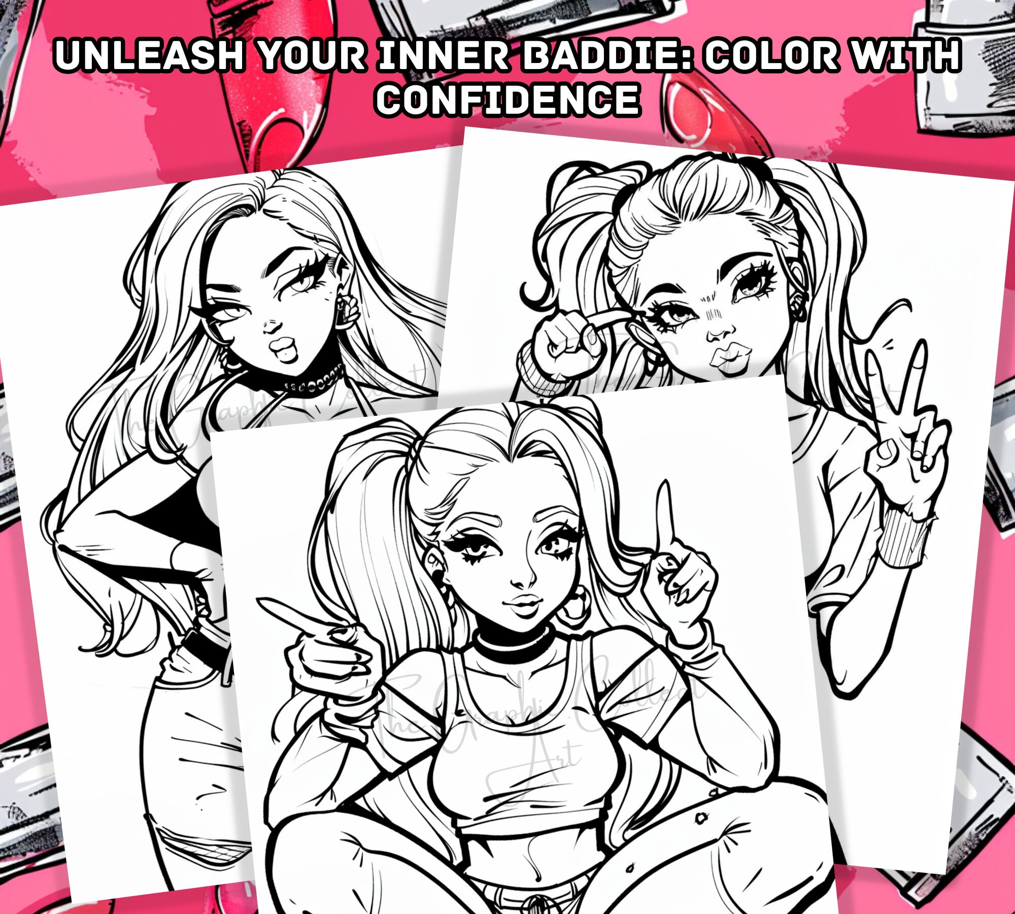 Baddie Girls Coloring Pages Easy Coloring Illustrations Printable PDF ...