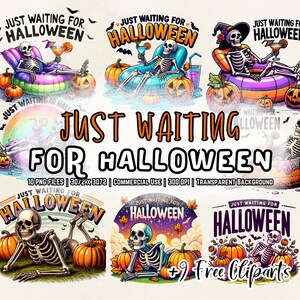ハロウィーンを待つ PNG、面白いスケルトンの不気味な雰囲気、サマーウィーン クリップアート、昇華デザイン、ガラス瓶ラップ、ハロウィーン ライフスタイル