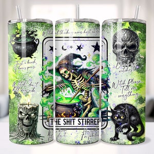 Cartas de Tarô de Bruxa Sarcástica Tumbler Wrap, Estética de Bruxa, PNG de Temporada de Outono Assustador, Design Engraçado de Sublimação de Halloween, Download Digital