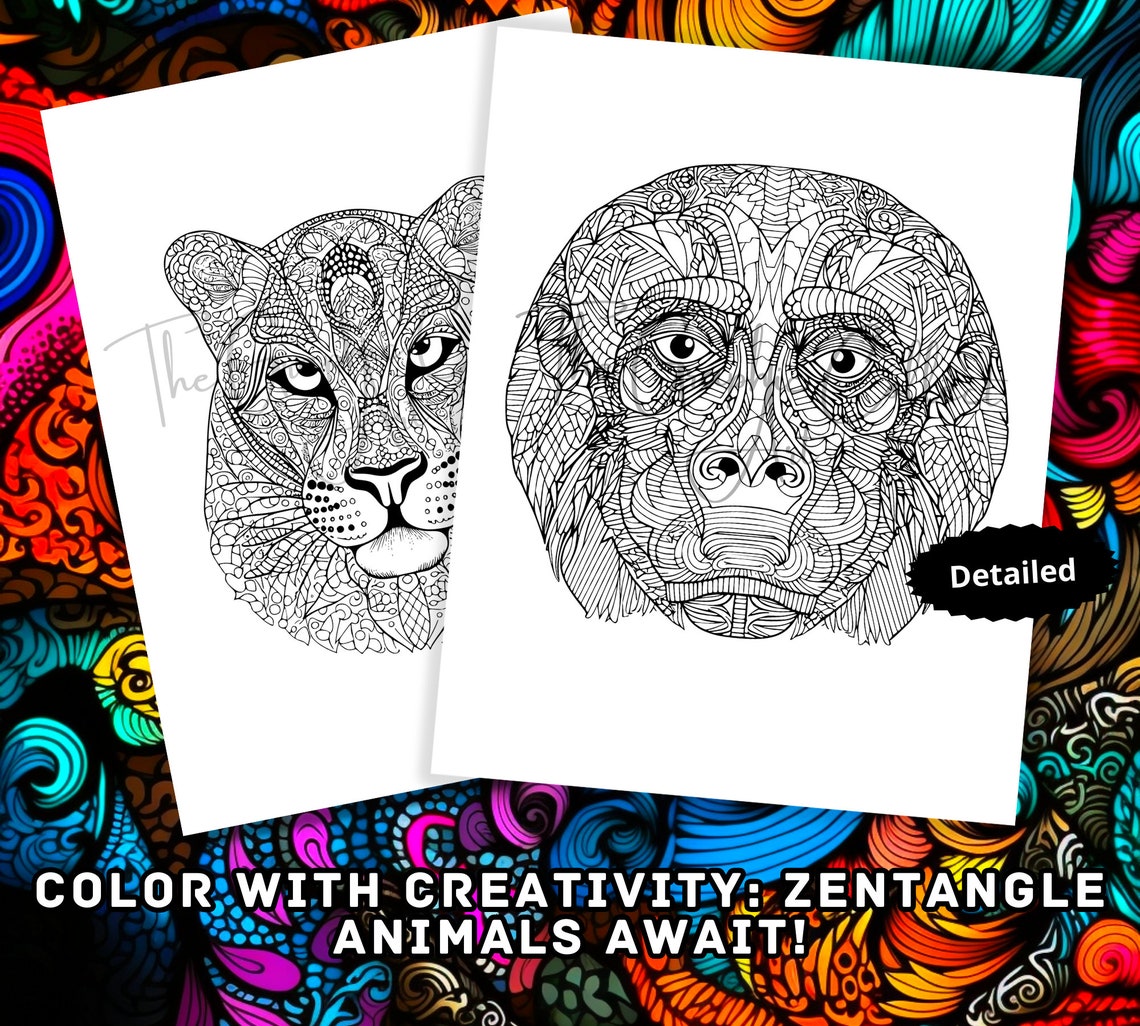 100 Zentangle Animals Coloring Pages Art Printables Doodle Art