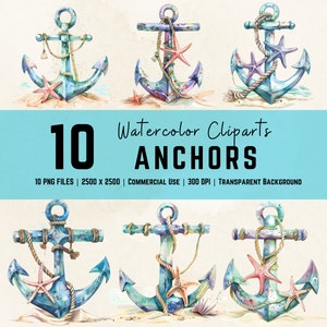 Ancore blu Clipart ad acquerello Anchor Clipart Anchor PNG Anchor Art Anchor Art Clipart nautico Immagini di ancoraggio Arte marittima Grafica di ancoraggio