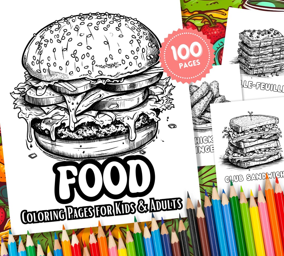 100 Food Coloring Pages: American Food | Delicious Food Color | Food ...