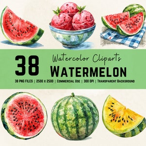 Aquarell Wassermelone Cliparts Wassermelone Clipart Wassermelone PNG Obst Clipart Wassermelone Kunst Sommer Clipart Wassermelone Bilder Obst Grafik