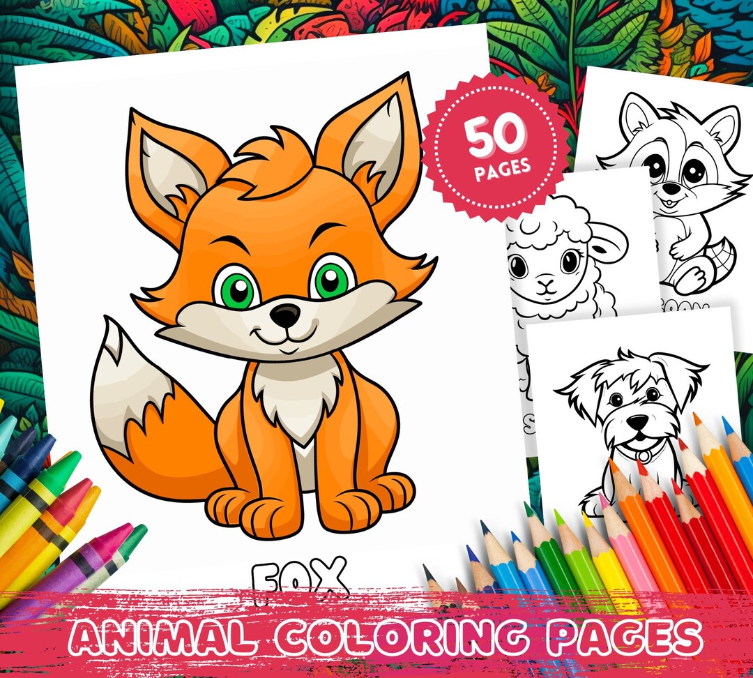 50 Printable Animal Coloring Pages for Kids Fun - Etsy