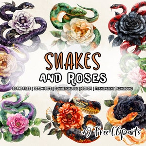 Cobras e rosas Halloween PNG Bundle Spooky Vibes Tema gótico, perfeito para camisas e copos de Halloween Best Sellers para download clipart