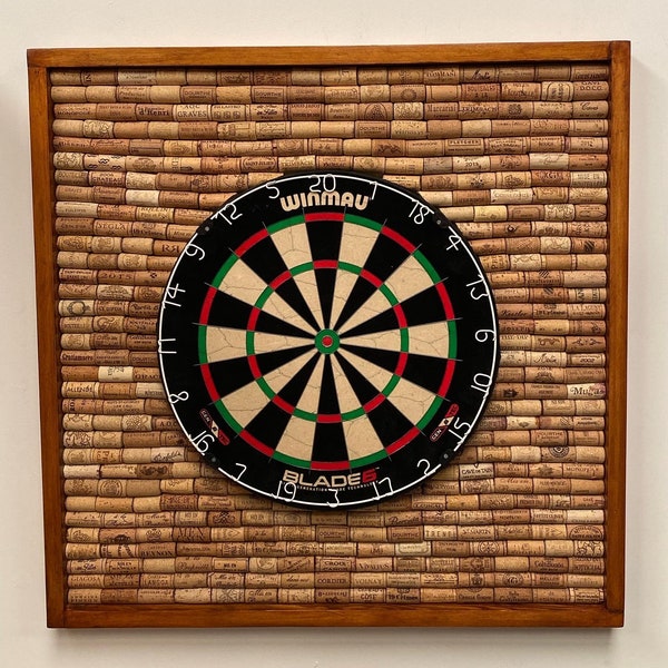 Handmade Bespoke Walnut Stained Cork Dart Board Backer 30" x 30”