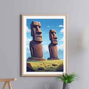 Easter Island Adventure, Chile Travel Wall Print, Beautifully Designed Poster Decor, Unique Easter Island Chile Artwork for Home